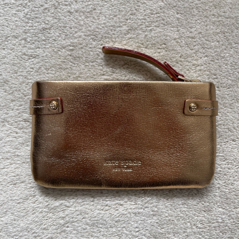 Kate Spade gold leather zip key coin purse